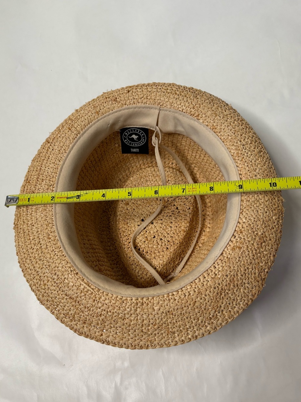 Wallaroo Raffia Tahiti Handwoven Straw Fedora Sun Hat Turquoise Bead Trim - Picture 5 of 8